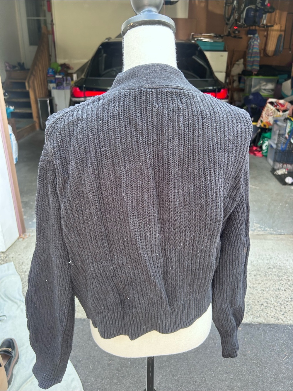 H&M Black Ribbed Button-Front Cardigan - Picture 2 of 3